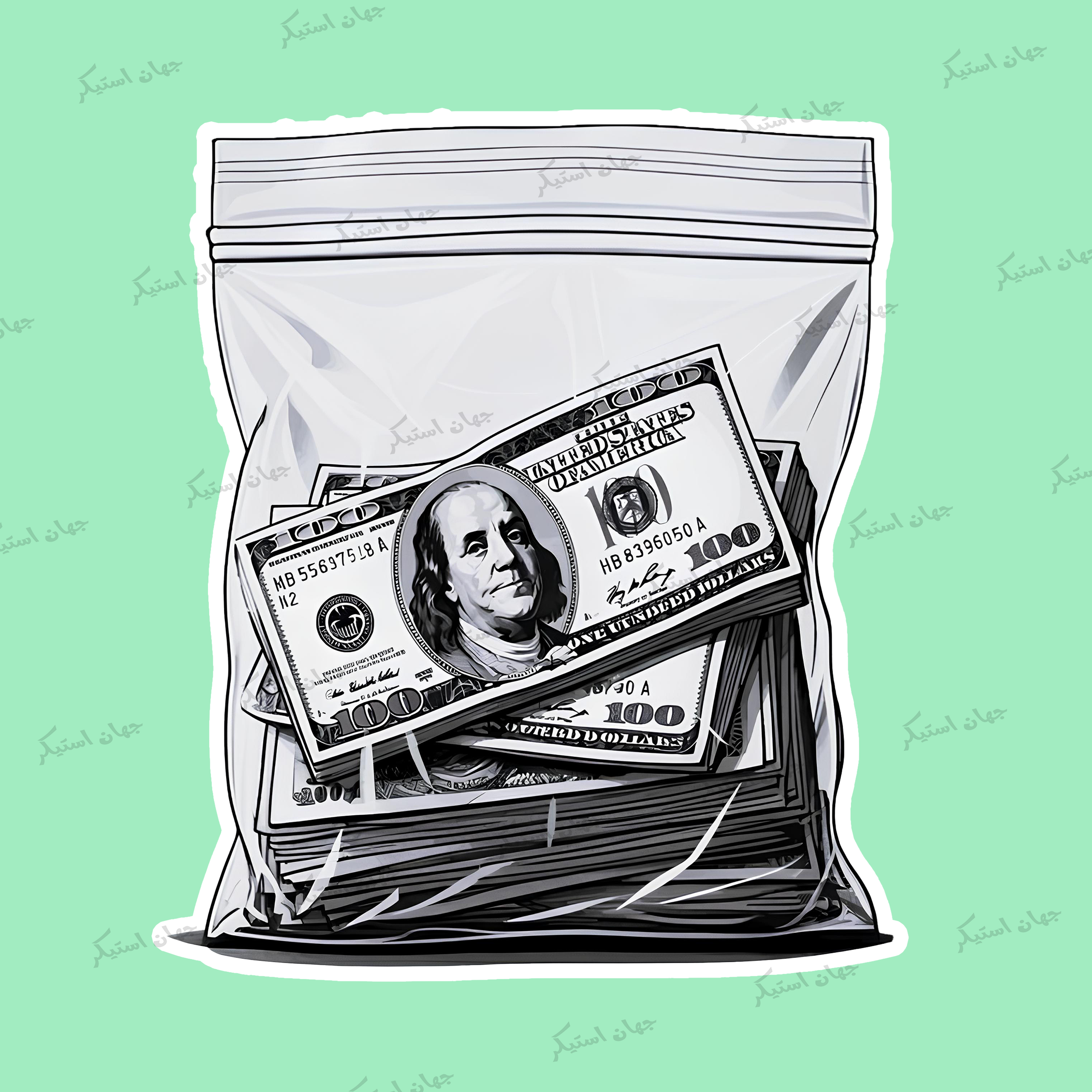 استیکر موبایل و  لپ تاپ طرح دلار ضدآب